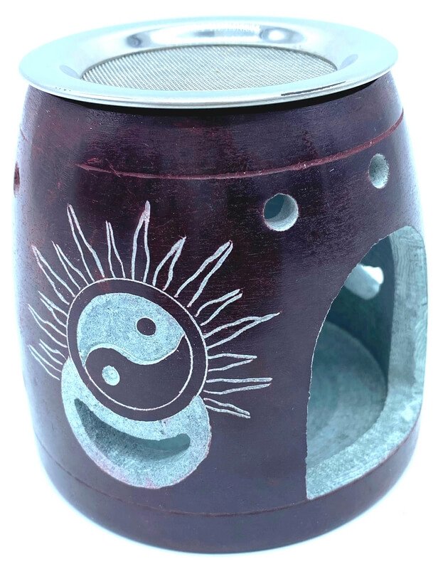 Brûleur d’Huile en Pierre – Motif Yin-Yang Soleil – 10 cm