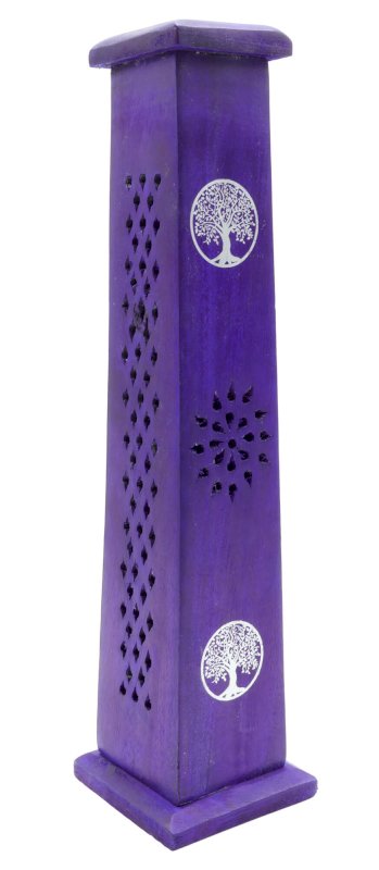 Porte-Encens Bois Tour Arbre de Vie 30cm