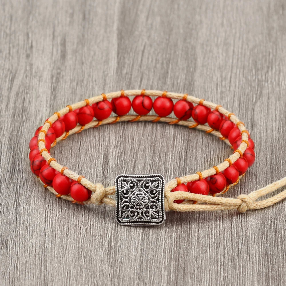 Bracelet hippie Vintage Artisanal – Perles de Yoga & Pierre Naturelle