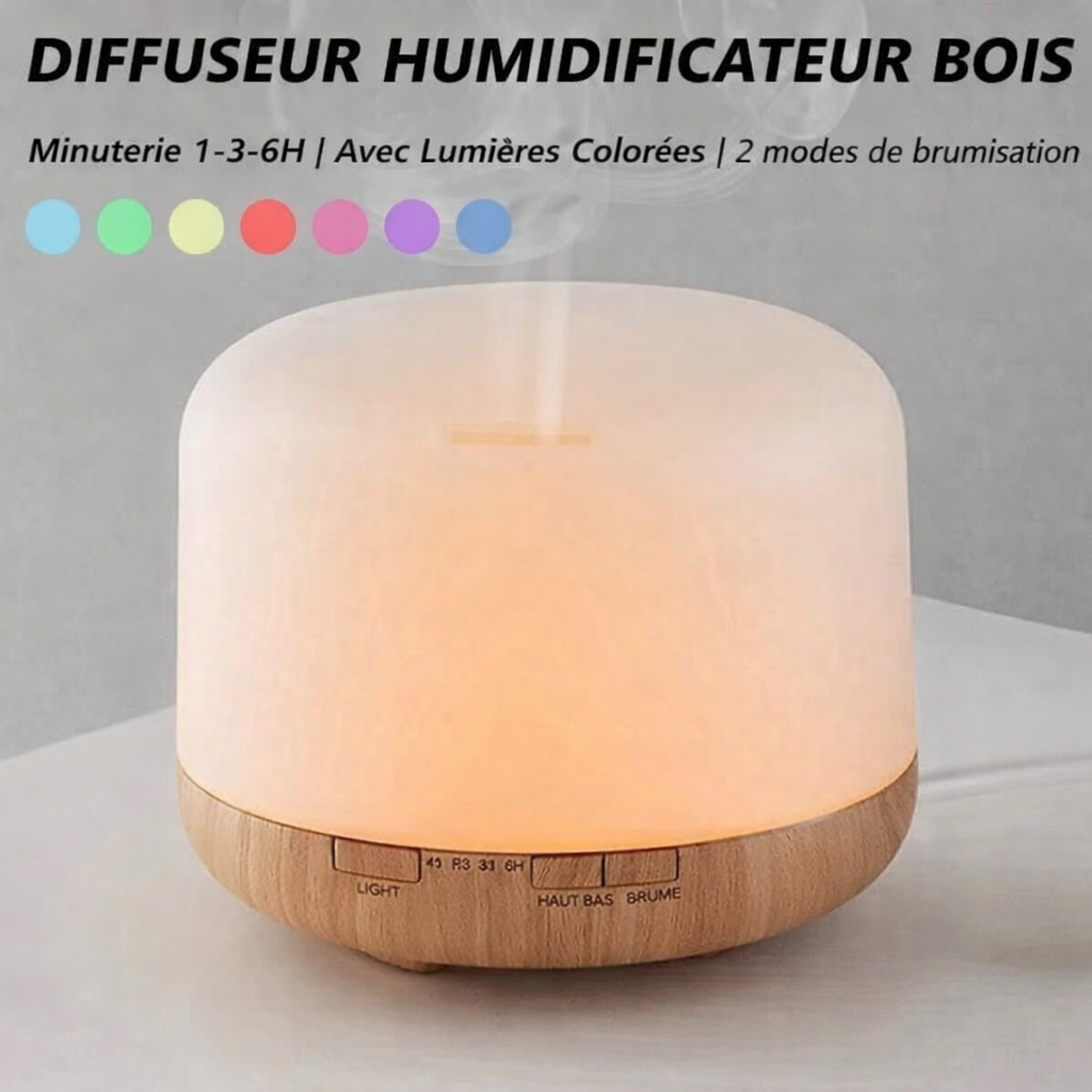 Diffuseur d’Huiles Essentielles Bois – 500 ml